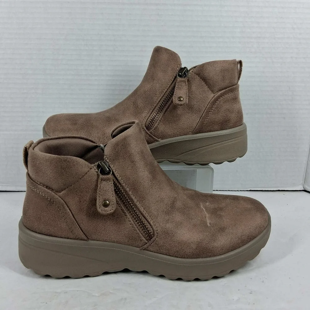 Skechers Relaxed Fit 158952 Mushroom Brown Ankle Boots‎ Womens 7 Memory Foam